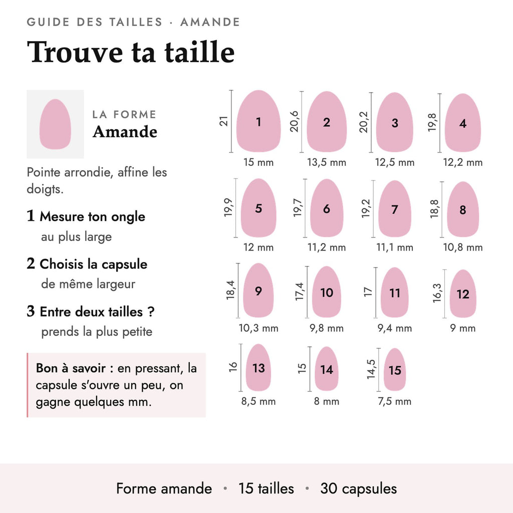 Guide des tailles forme Amande