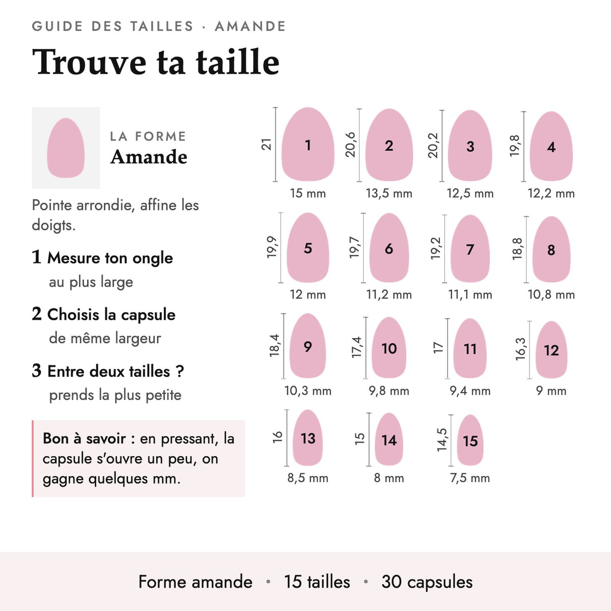 Guide des tailles forme Amande