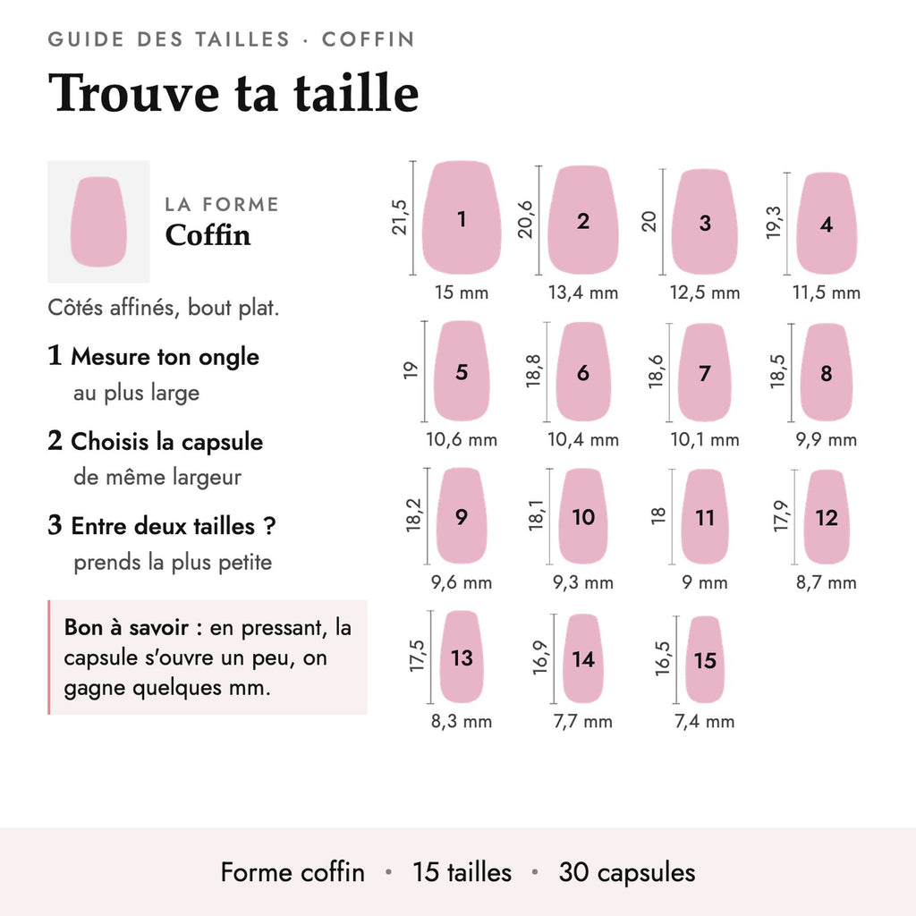 Guide des tailles forme Coffin