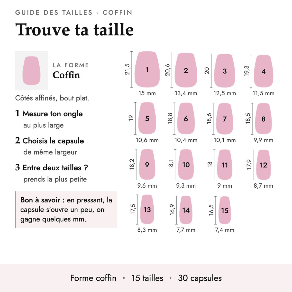 Guide des tailles forme Coffin
